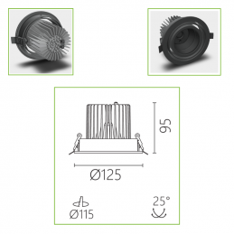 Recessed Adjustable Downlight 125mm  