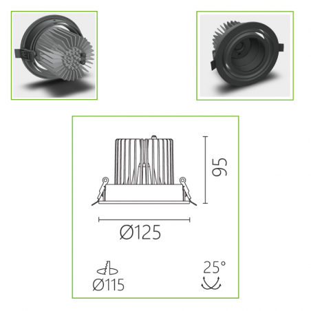Recessed Adjustable Downlight 125mm  